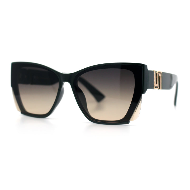 Womens Oversized Exposed Lens Rectangle Cat Eye Designer Fashion Luxury Sunglasses