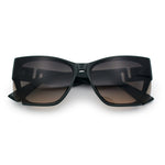 Womens Oversized Exposed Lens Rectangle Cat Eye Designer Fashion Luxury Sunglasses