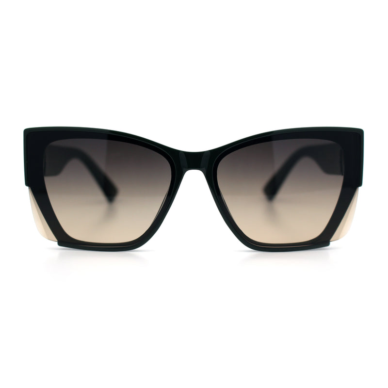 Womens Oversized Exposed Lens Rectangle Cat Eye Designer Fashion Luxury Sunglasses