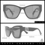 Womens Oversized Exposed Lens Rectangle Cat Eye Designer Fashion Luxury Sunglasses
