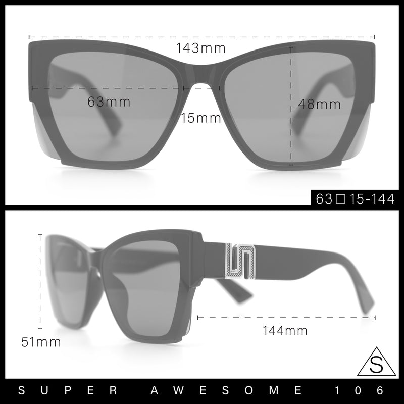 Womens Oversized Exposed Lens Rectangle Cat Eye Designer Fashion Luxury Sunglasses
