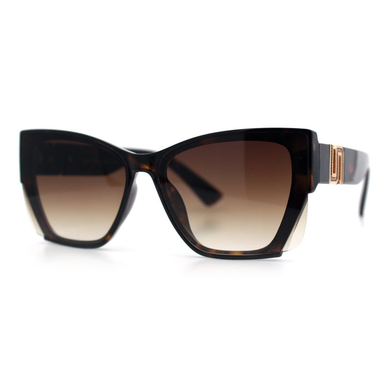 Womens Oversized Exposed Lens Rectangle Cat Eye Designer Fashion Luxury Sunglasses
