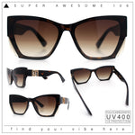 Womens Oversized Exposed Lens Rectangle Cat Eye Designer Fashion Luxury Sunglasses