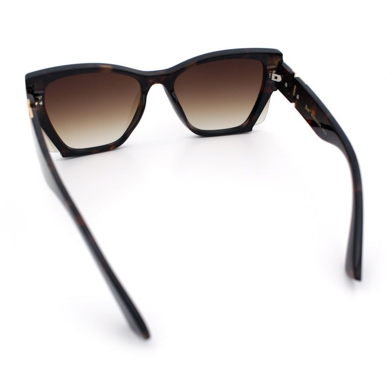 Womens Oversized Exposed Lens Rectangle Cat Eye Designer Fashion Luxury Sunglasses