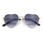 Iconic Cute Womens Heart Shape Simple Metal Rim Lolita Sunglasses