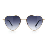 Iconic Cute Womens Heart Shape Simple Metal Rim Lolita Sunglasses