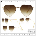 Iconic Cute Womens Heart Shape Simple Metal Rim Lolita Sunglasses