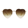Iconic Cute Womens Heart Shape Simple Metal Rim Lolita Sunglasses