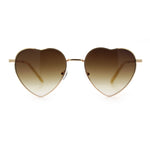 Iconic Cute Womens Heart Shape Simple Metal Rim Lolita Sunglasses