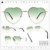 Iconic Cute Womens Heart Shape Simple Metal Rim Lolita Sunglasses