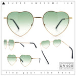 Iconic Cute Womens Heart Shape Simple Metal Rim Lolita Sunglasses