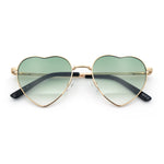 Iconic Cute Womens Heart Shape Simple Metal Rim Lolita Sunglasses