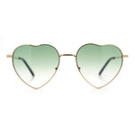Iconic Cute Womens Heart Shape Simple Metal Rim Lolita Sunglasses