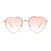 Iconic Cute Womens Heart Shape Simple Metal Rim Lolita Sunglasses