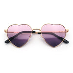 Iconic Cute Womens Heart Shape Simple Metal Rim Lolita Sunglasses