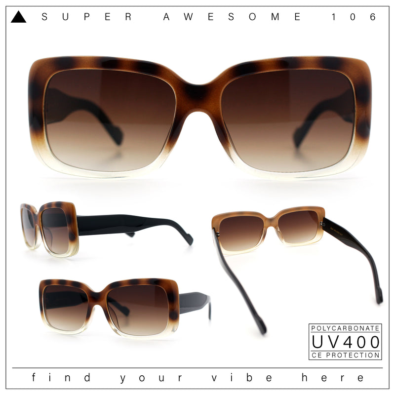 Womens Classy 90s Styling Chic Rectangle Designer Fashion Plastic Sunglasses