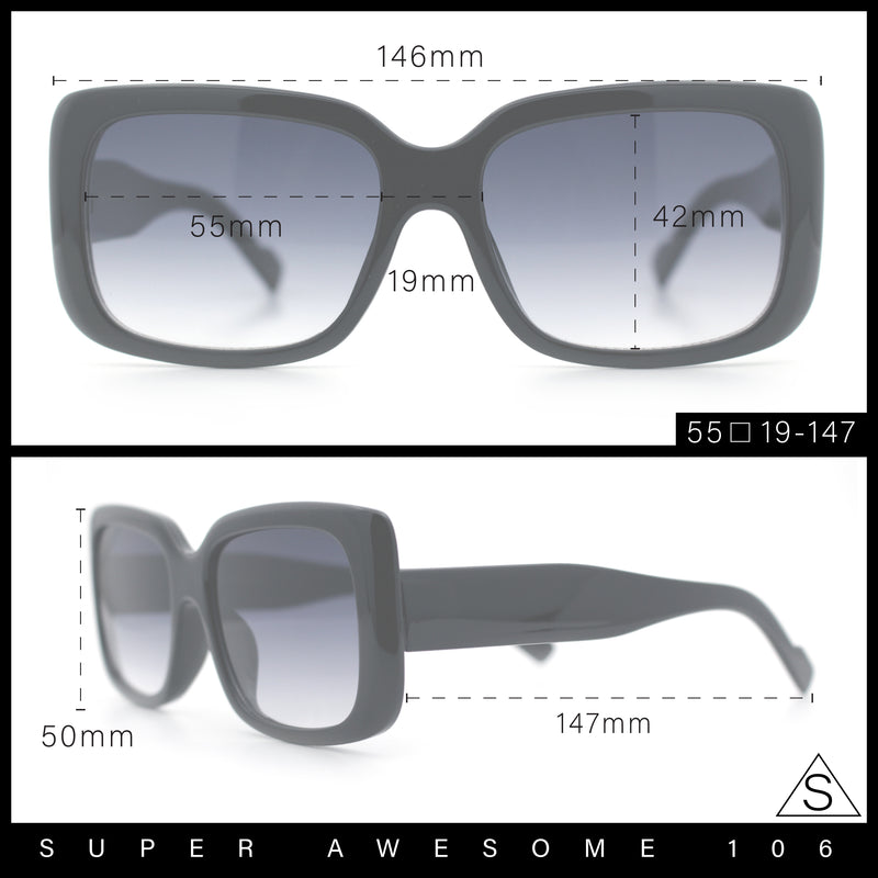 Womens Classy 90s Styling Chic Rectangle Designer Fashion Plastic Sunglasses