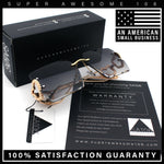 Heart Jewel Metal Hinge Rimless Oversized Rectangle Fashion Sunglasses