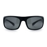Polarized Mens Rectangle Wrap Classic Biker Style Sport Plastic Sunglasses