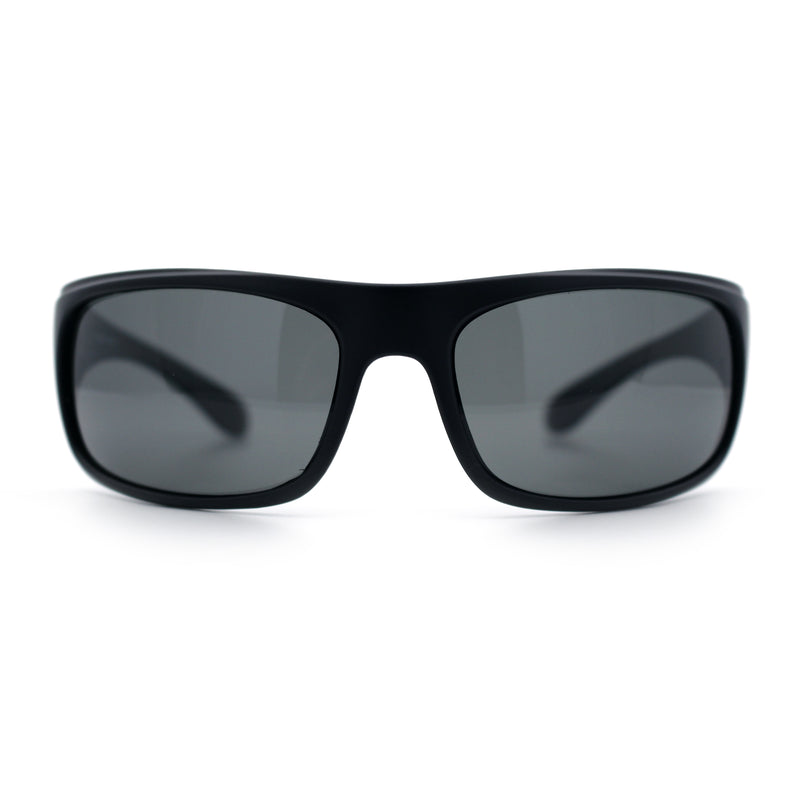 Polarized Mens Rectangle Wrap Classic Biker Style Sport Plastic Sunglasses