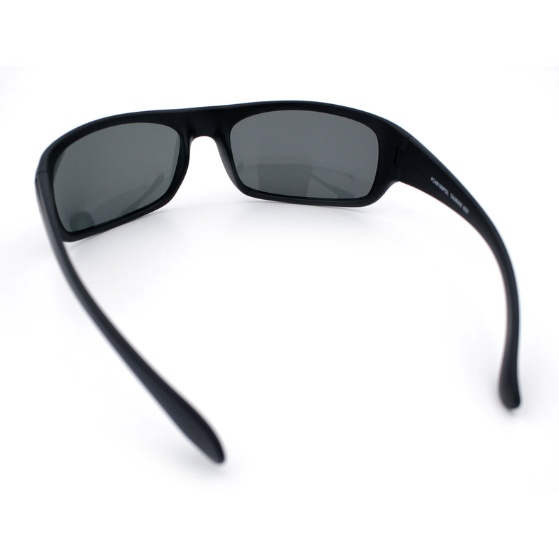 Polarized Mens Rectangle Wrap Classic Biker Style Sport Plastic Sunglasses