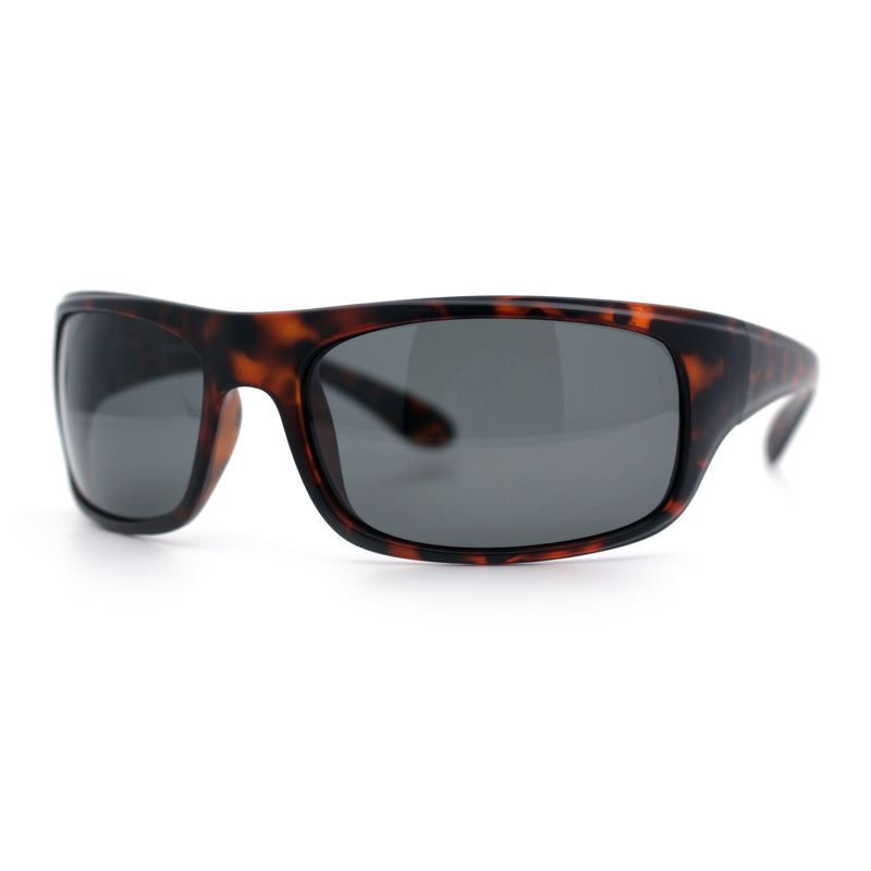 Polarized Mens Rectangle Wrap Classic Biker Style Sport Plastic Sunglasses