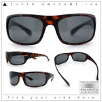 Polarized Mens Rectangle Wrap Classic Biker Style Sport Plastic Sunglasses