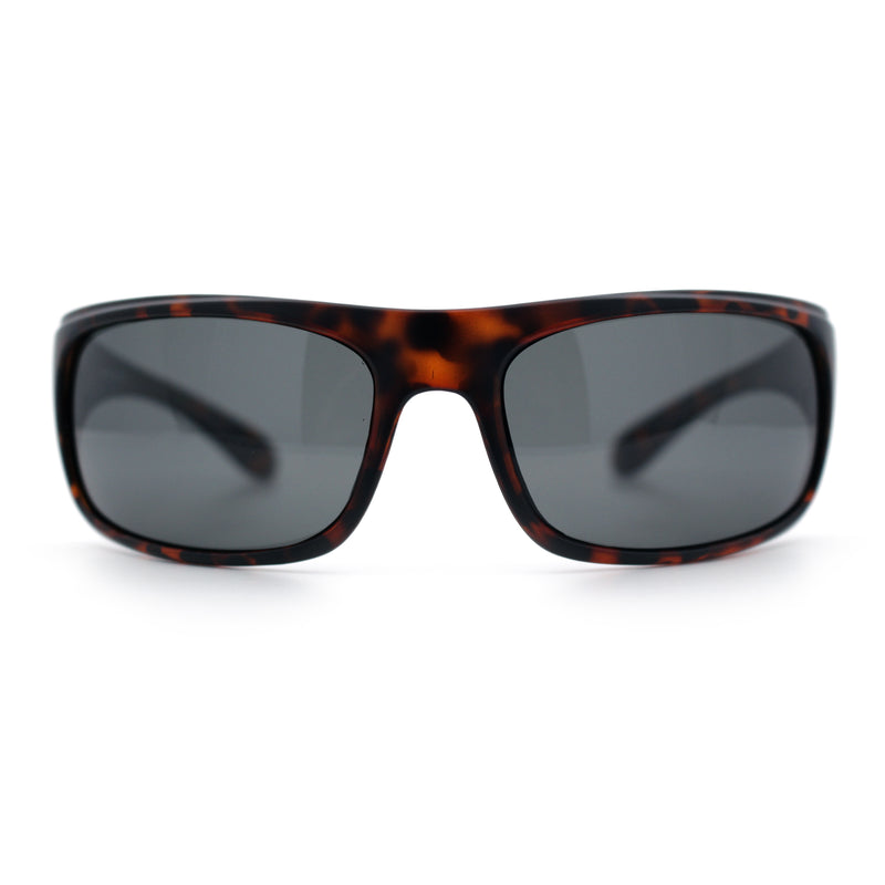 Polarized Mens Rectangle Wrap Classic Biker Style Sport Plastic Sunglasses