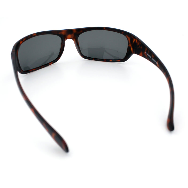 Polarized Mens Rectangle Wrap Classic Biker Style Sport Plastic Sunglasses