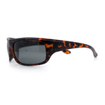 Polarized Mens Rectangle Wrap Classic Biker Style Sport Plastic Sunglasses