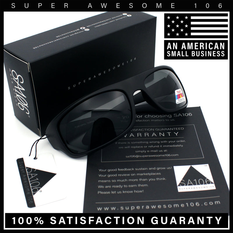 Polarized Mens Rectangle Wrap Classic Biker Style Sport Plastic Sunglasses