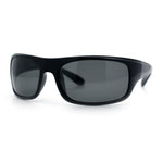 Polarized Mens Rectangle Wrap Classic Biker Style Sport Plastic Sunglasses