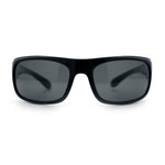 Polarized Mens Rectangle Wrap Classic Biker Style Sport Plastic Sunglasses