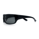 Polarized Mens Rectangle Wrap Classic Biker Style Sport Plastic Sunglasses