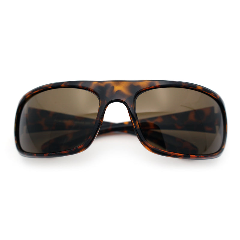 Polarized Mens Rectangle Wrap Classic Biker Style Sport Plastic Sunglasses