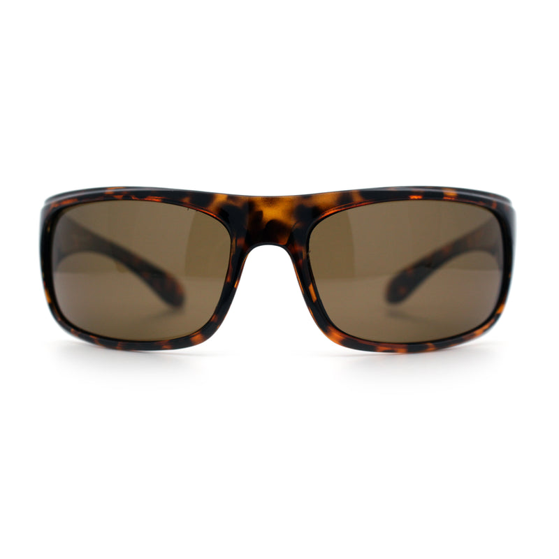 Polarized Mens Rectangle Wrap Classic Biker Style Sport Plastic Sunglasses