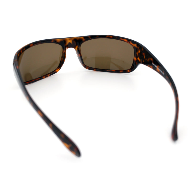 Polarized Mens Rectangle Wrap Classic Biker Style Sport Plastic Sunglasses
