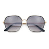 Womens Bling Rhinestone Brow Trim Rectangle Butterfly Metal Rim Sunglasses