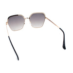 Womens Bling Rhinestone Brow Trim Rectangle Butterfly Metal Rim Sunglasses