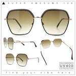 Womens Bling Rhinestone Brow Trim Rectangle Butterfly Metal Rim Sunglasses