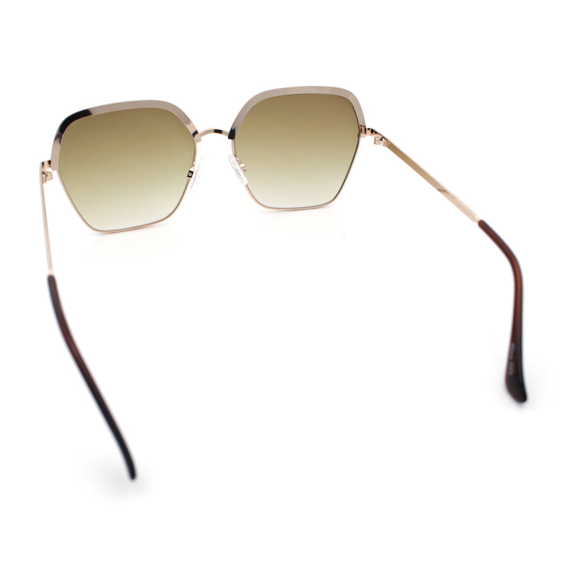 Womens Bling Rhinestone Brow Trim Rectangle Butterfly Metal Rim Sunglasses