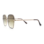 Womens Bling Rhinestone Brow Trim Rectangle Butterfly Metal Rim Sunglasses