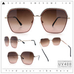 Womens Bling Rhinestone Brow Trim Rectangle Butterfly Metal Rim Sunglasses