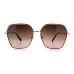 Womens Bling Rhinestone Brow Trim Rectangle Butterfly Metal Rim Sunglasses