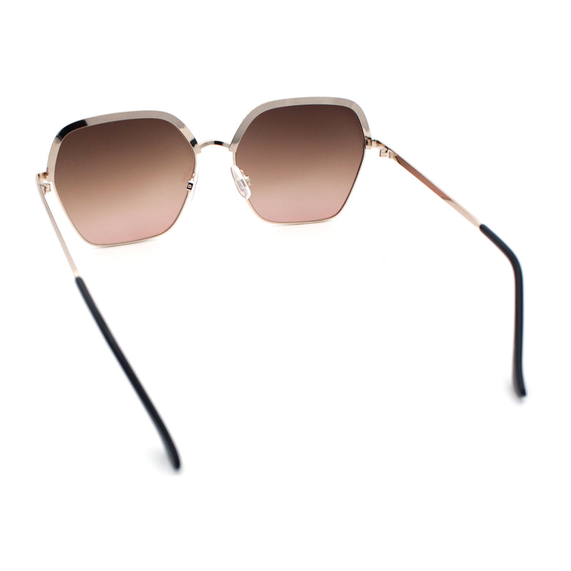 Womens Bling Rhinestone Brow Trim Rectangle Butterfly Metal Rim Sunglasses