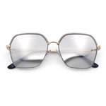 Womens Bling Rhinestone Brow Trim Rectangle Butterfly Metal Rim Sunglasses