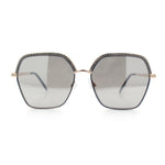 Womens Bling Rhinestone Brow Trim Rectangle Butterfly Metal Rim Sunglasses
