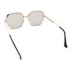 Womens Bling Rhinestone Brow Trim Rectangle Butterfly Metal Rim Sunglasses
