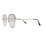 Womens Bling Rhinestone Brow Trim Rectangle Butterfly Metal Rim Sunglasses