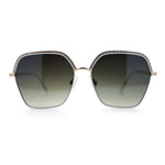 Womens Bling Rhinestone Brow Trim Rectangle Butterfly Metal Rim Sunglasses